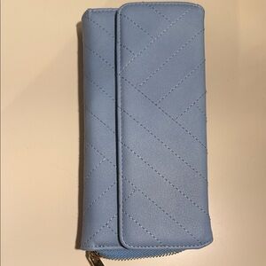 Sky Blue Quilted Zip Wallet